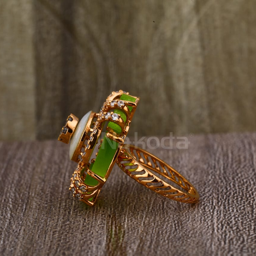 750 Rose Gold CZ Ladies Stylish Ring RLR908 - Image 2