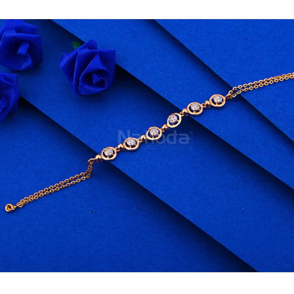 750 rose gold cz stylish hallmark women's bracelet rlb96