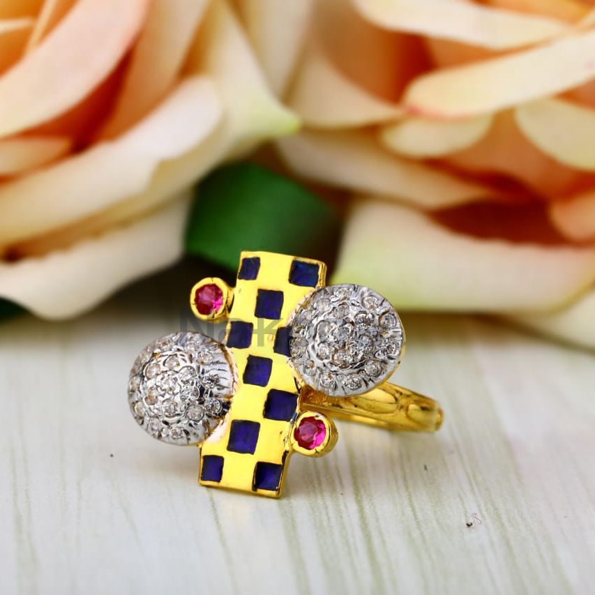 916 Gold CZ Ladies Exclusive Long Ring LLR380