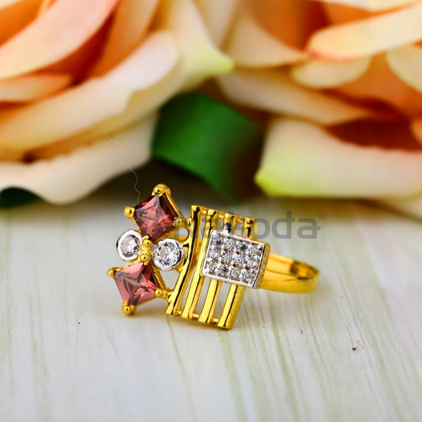 916 Gold CZ Designer cLadies Long Ring LLR381