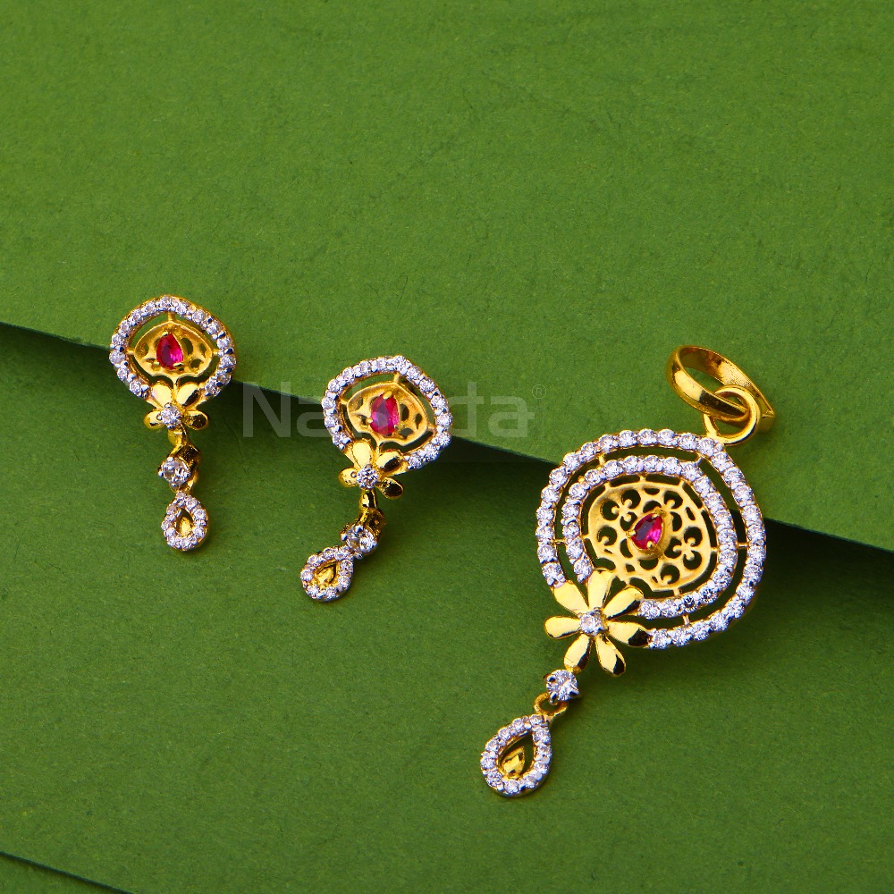 916 Gold Ladies Fancy Pendant Set FPS480