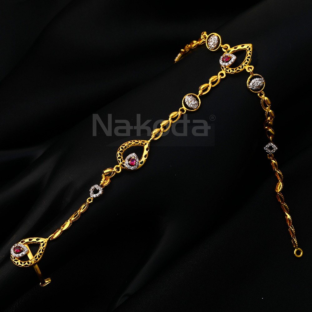 22ct Cz Gold Women's Delicate Hallmark  Hathpan HP153