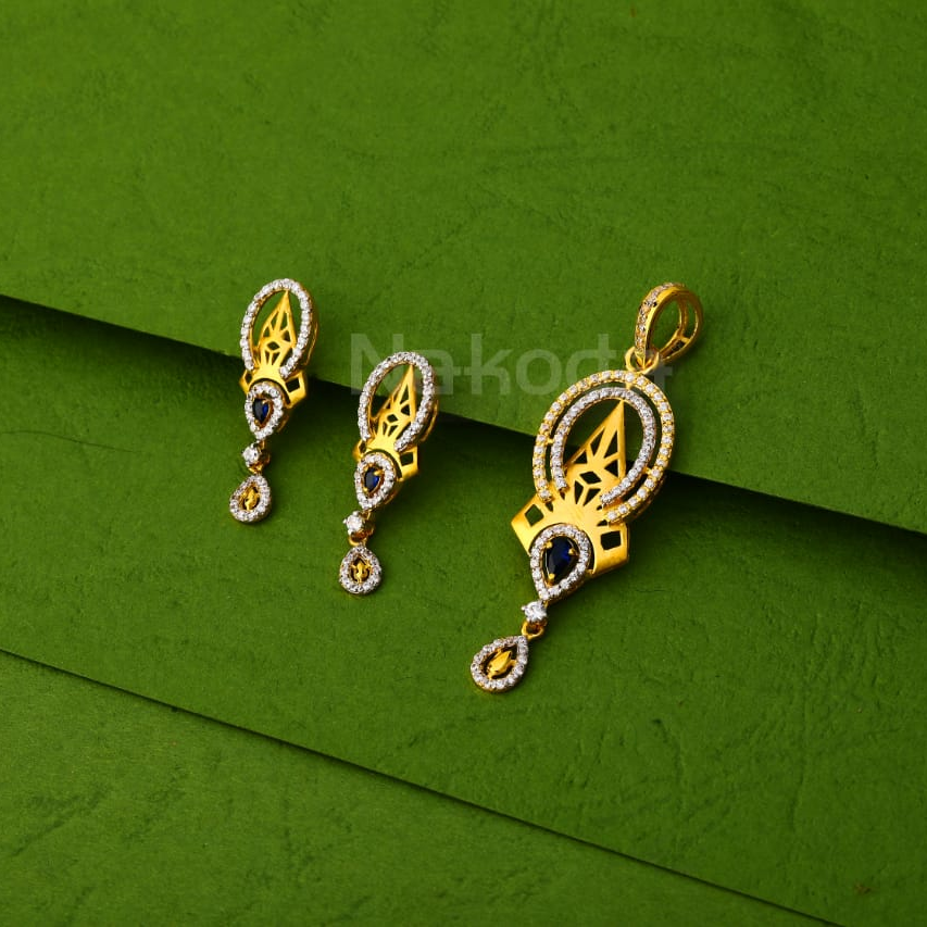 916 Gold CZ Stylish Ladies Pendant Set FPS413