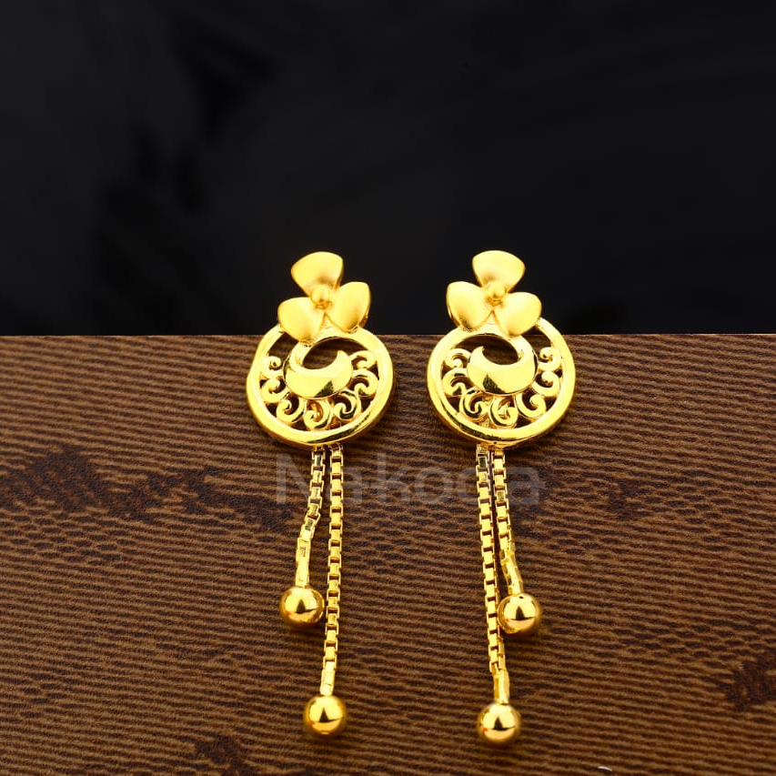 916 Gold CZ Designer Ladies Plain Earrings LPE370
