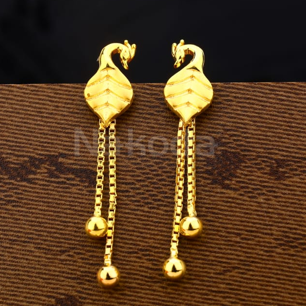 916 Gold Ladies Stylish Plain Earrings LPE355
