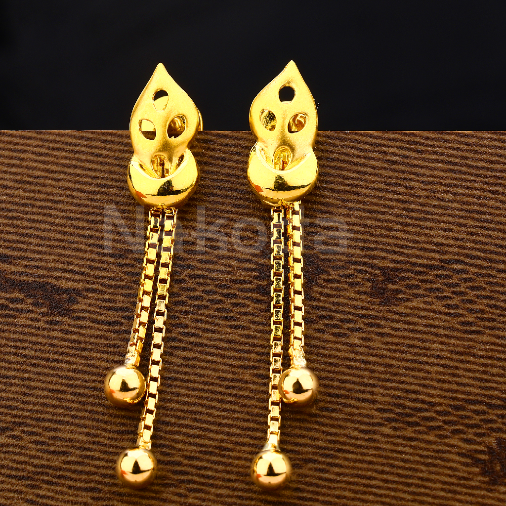 22KT Gold Ladies Delicate Plain Earring LPE327