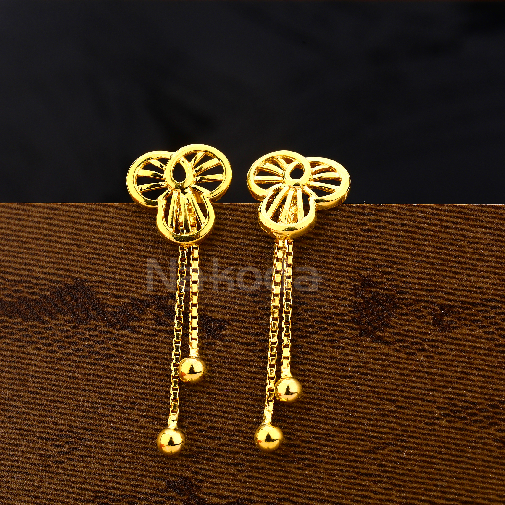 916 Gold Ladies Plain Earring LPE309
