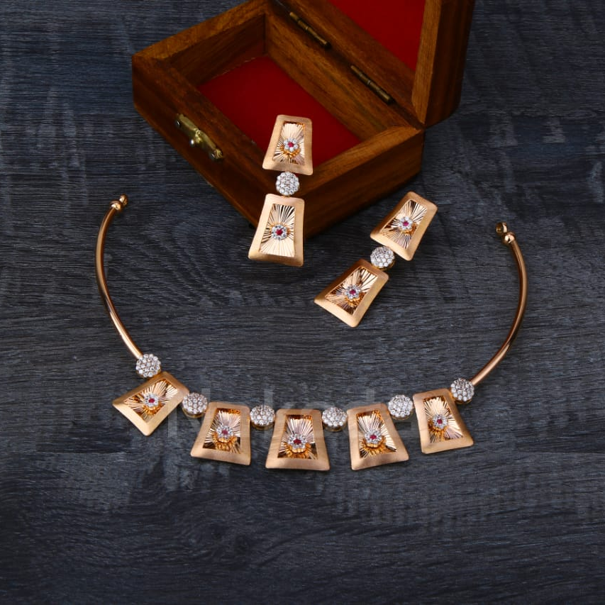 18KT Rose Gold CZ Exclusive Ladies Necklace Set RN358