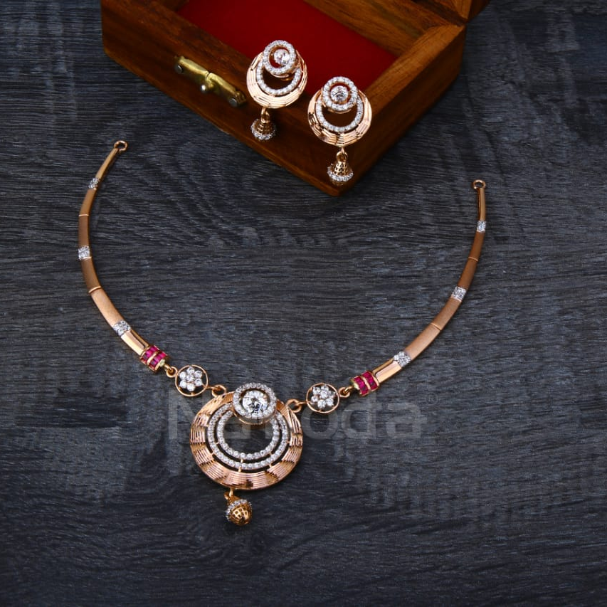 18KT Rose Gold CZ Classic Ladies Necklace Set RN361
