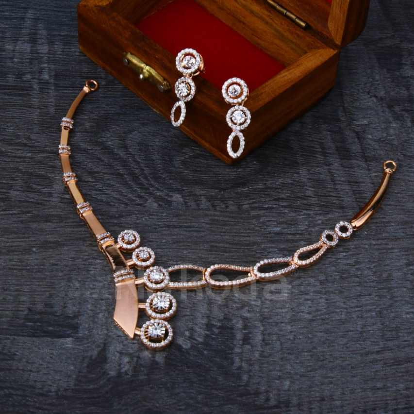 18KT Rose Gold Hallmark Gorgeous Ladies Necklace Set RN364