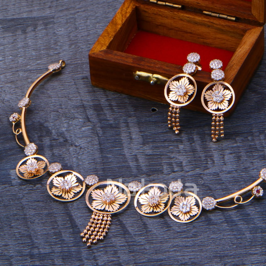 18KT Rose Gold Ladies Delicate Necklace Set RN373