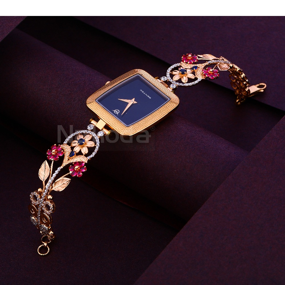 750 CZ Rose Gold Designer Women's Hallmark Watch RLW387
