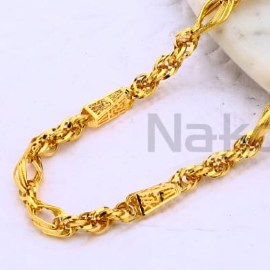916 Gold CZ Hallmark Delicate Mens Choco chain MCH697 - Image 2