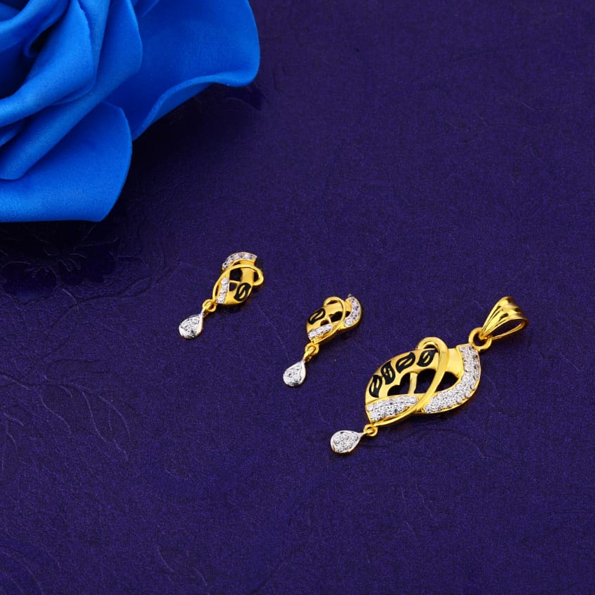 916 Gold CZ Hallmark Stylish Ladies Fancy Pendant Set FPS336