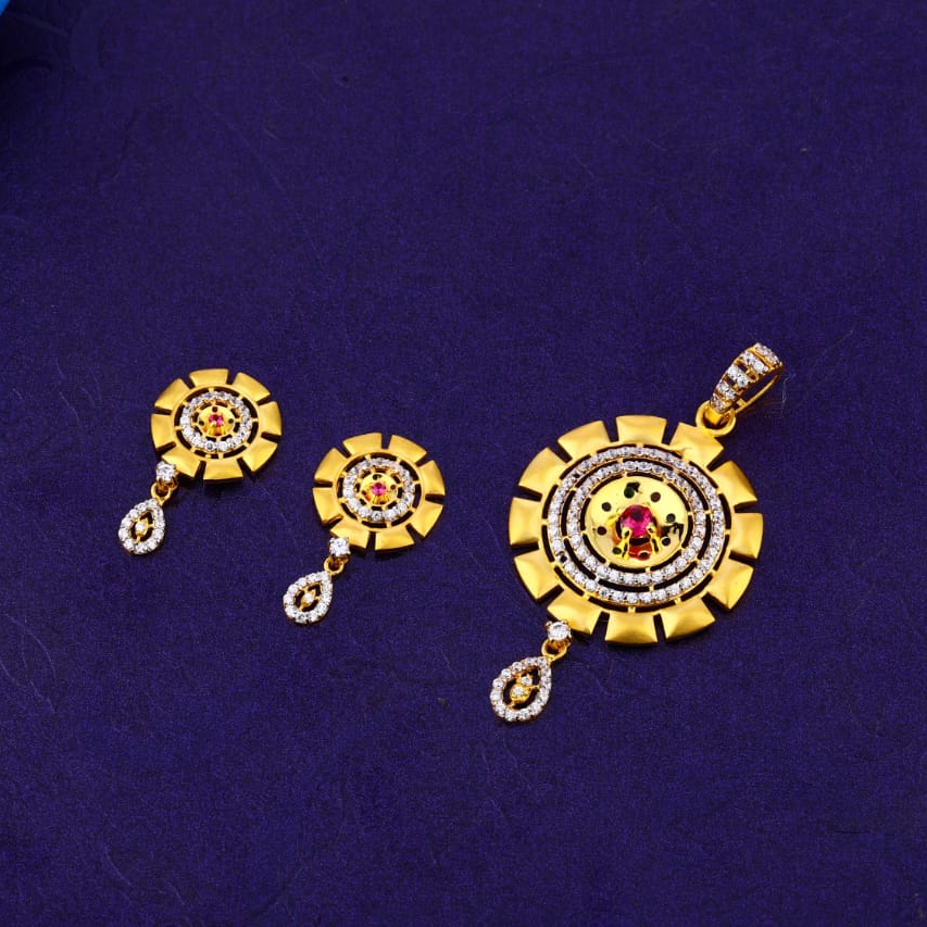 916 Gold CZ Gorgeous Ladies Fancy Pendant Set FPS352