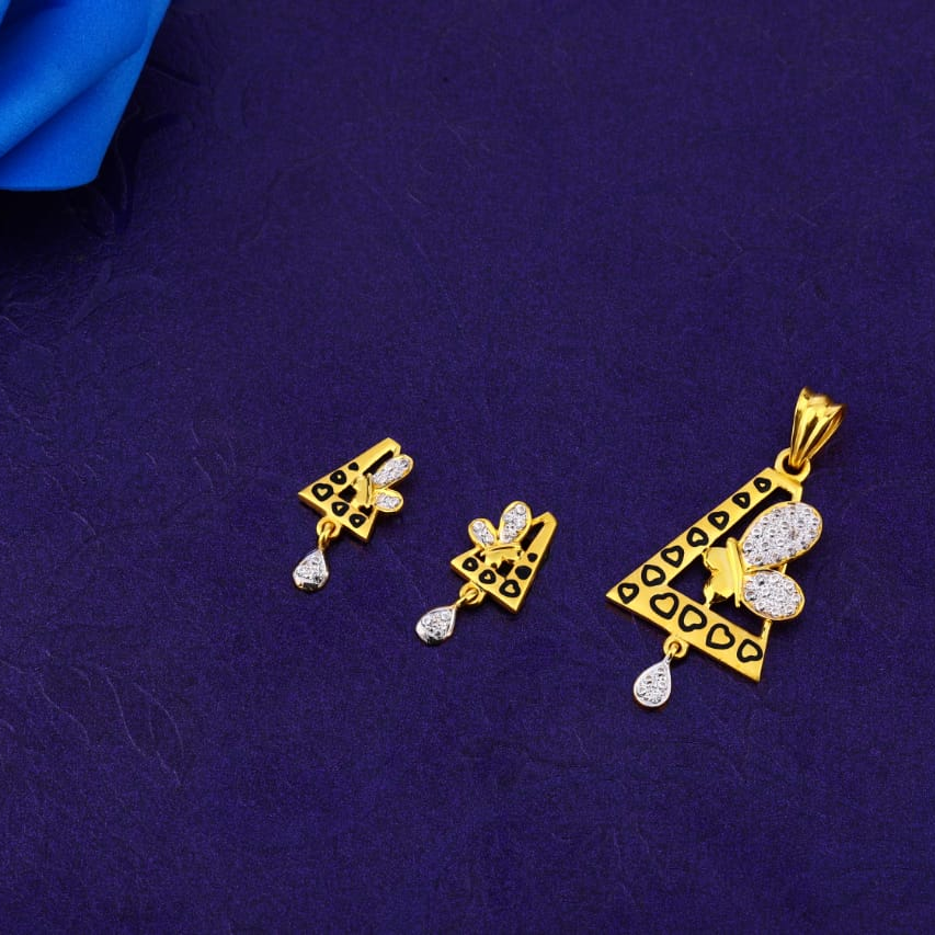 916 Gold CZ Delicate Ladies Fancy Pendant Set FPS358