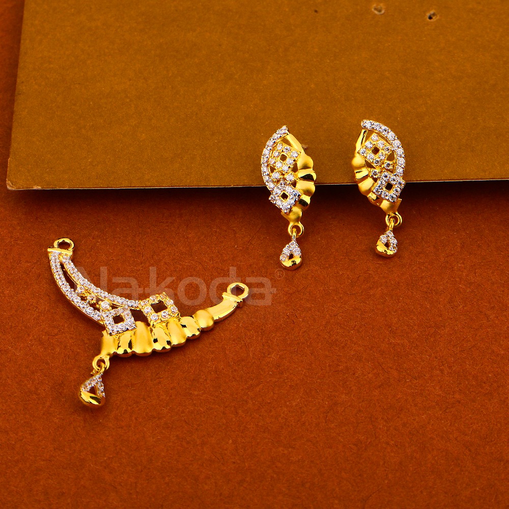 916 Gold Women's Stylish Hallmark Mangalsuta Pendant Set MP507