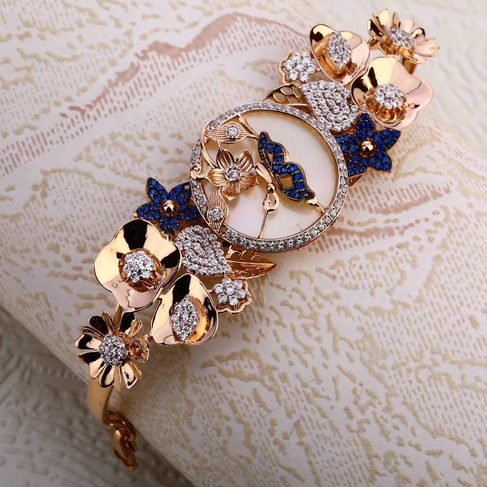 750 Rose Gold Women's Designer Hallmark Kada Bracelet RLKB339