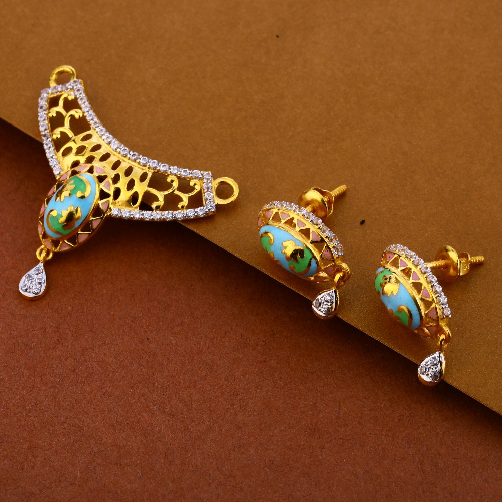 916 Gold Ladies Fancy  CZ Mangalsutra Pendant Set MP305