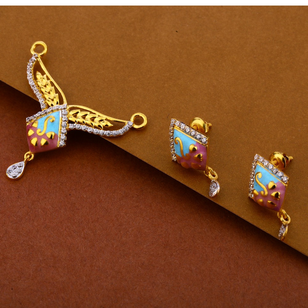 916 Gold ladies CZ Mangalsutra Pendant Set MP300