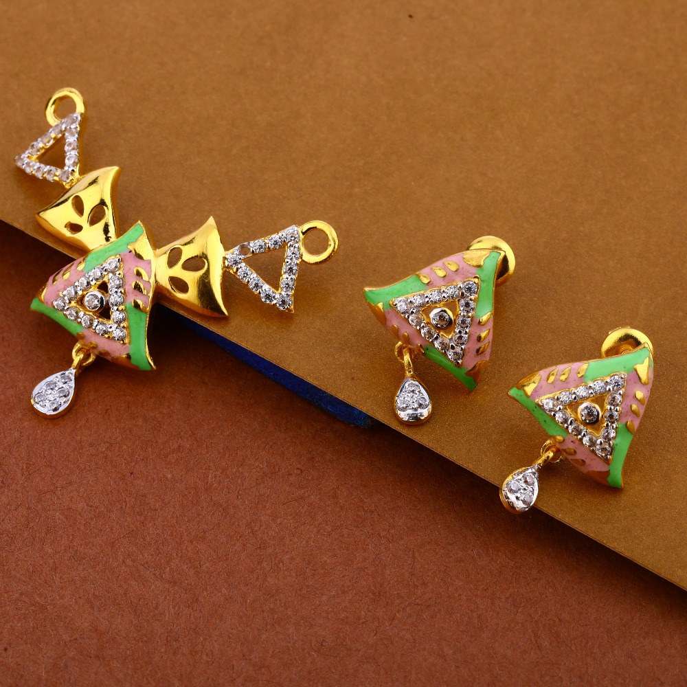 916 Gold CZ Ladies Exclusive Mangalsutra Pendant Set MP296