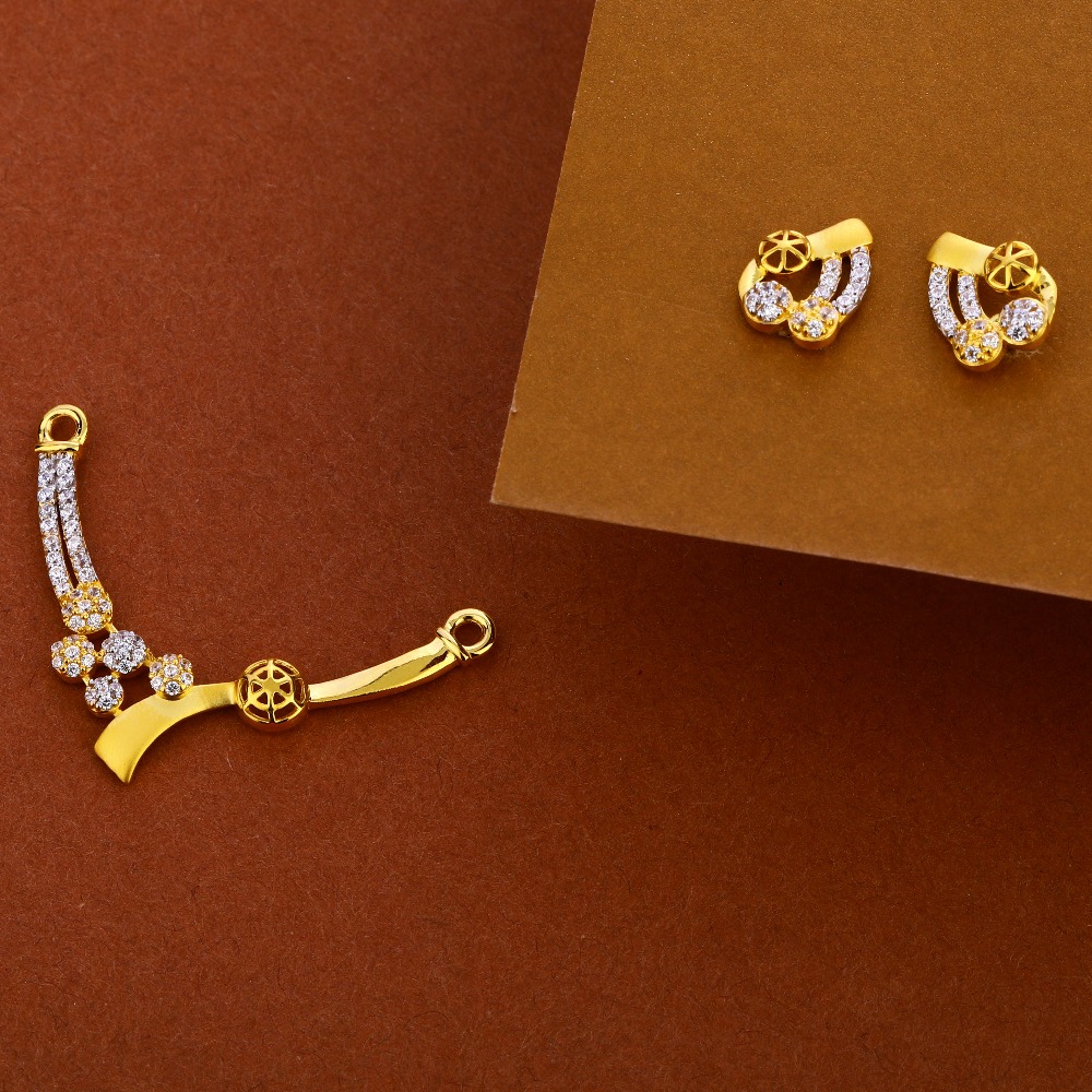 22CT Gold Ladies CZ Classic Mangalsutra Pendant Set MP359
