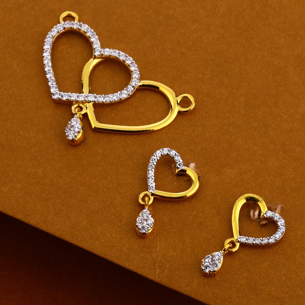 22KT Gold Ladies Classic CZ Mangalsutra Pendant MP343