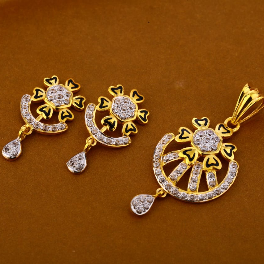 916 Gold CZ Hallmark Ladies Pendant Set FPS312