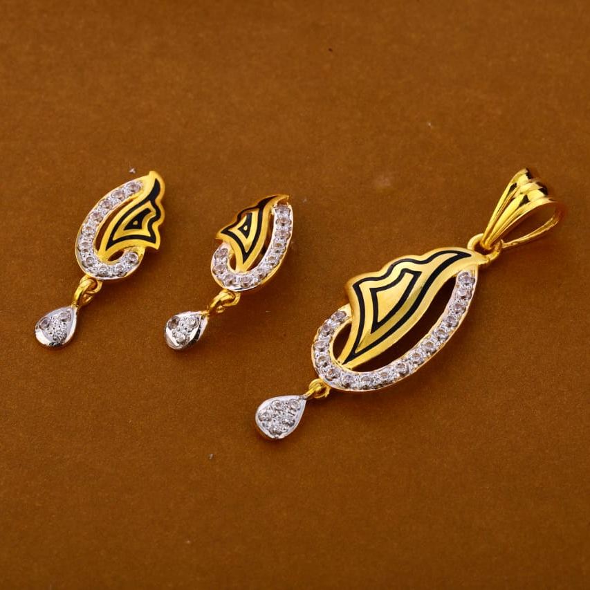 916 Gold CZ Hallmark Ladies Pendant Set FPS303