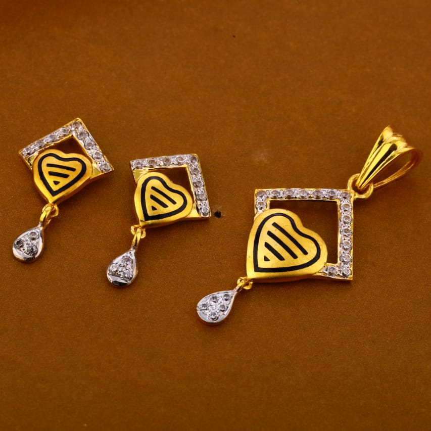 916 Gold CZ Exclusive Ladies Pendant Set FPS320