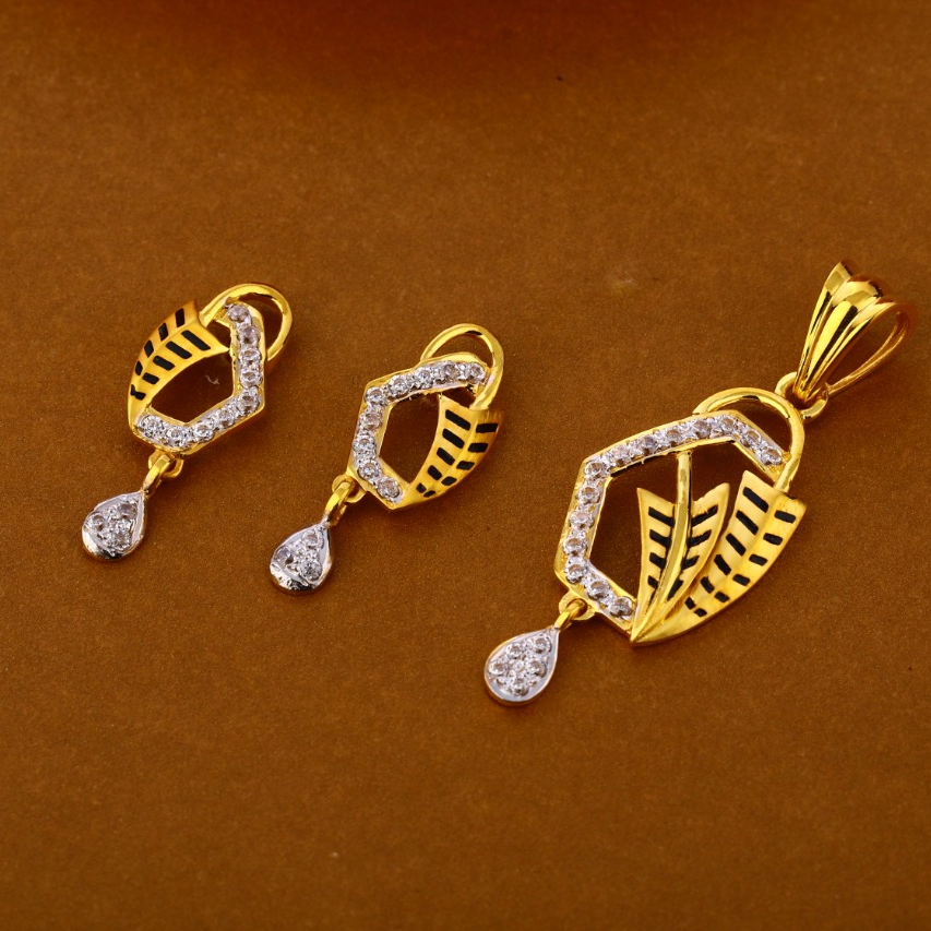 22KT Gold CZ Hallmark Delicate Ladies Pendant Set FPS289