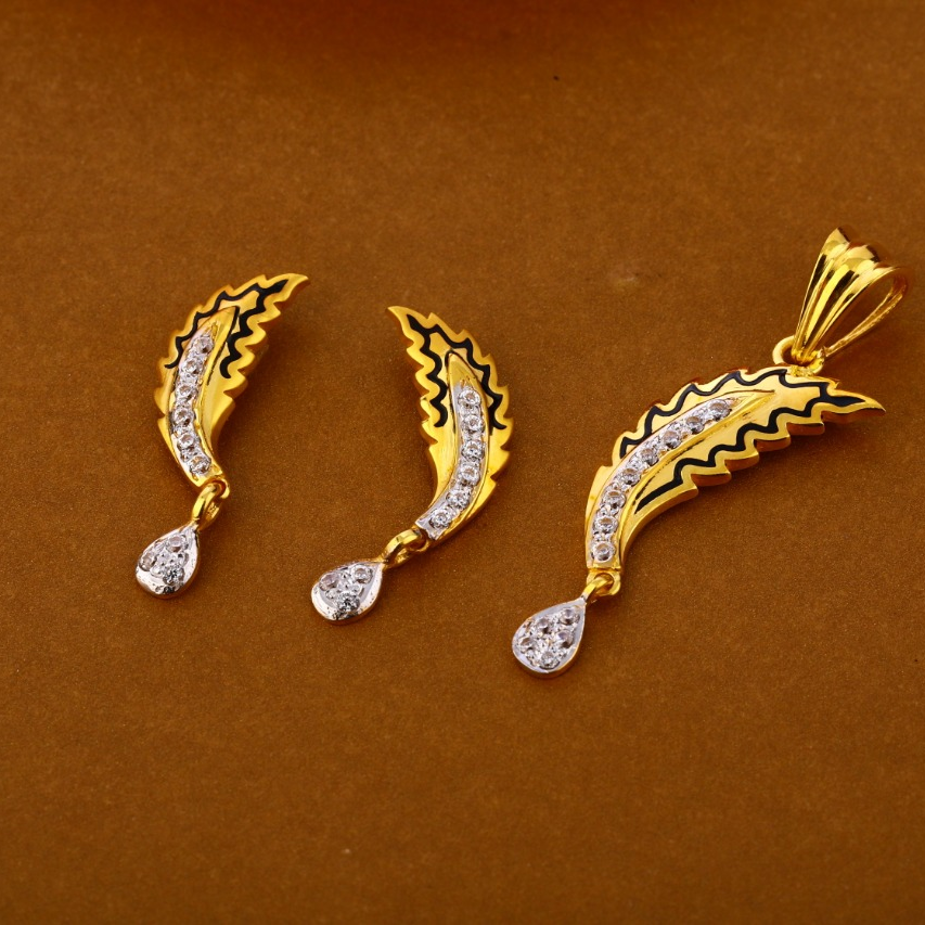 22KT Gold CZ Hallmark Ladies Pendant Set FPS287