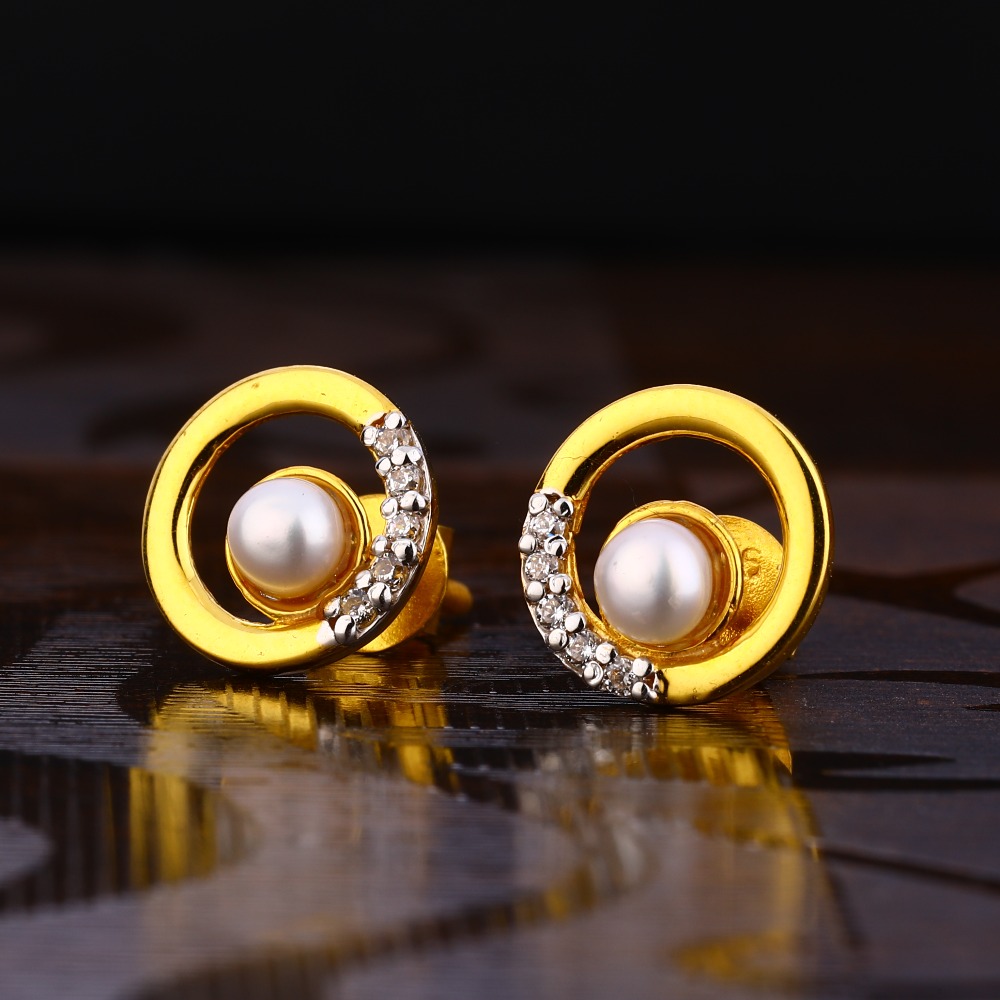 22CT Gold Ladies Stylish Solitaire Earring LSE240