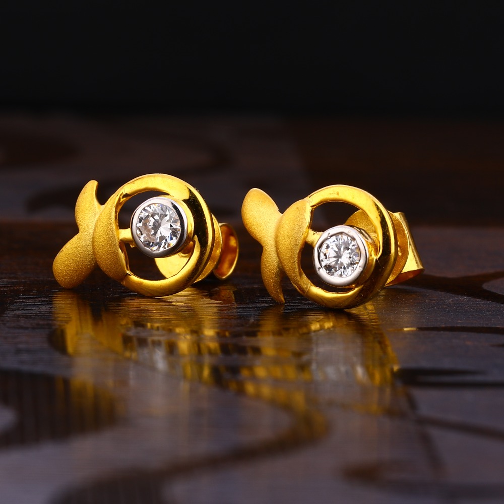 22KT Gold Women's exclusive Hallmark  Solitaire Earring LSE228