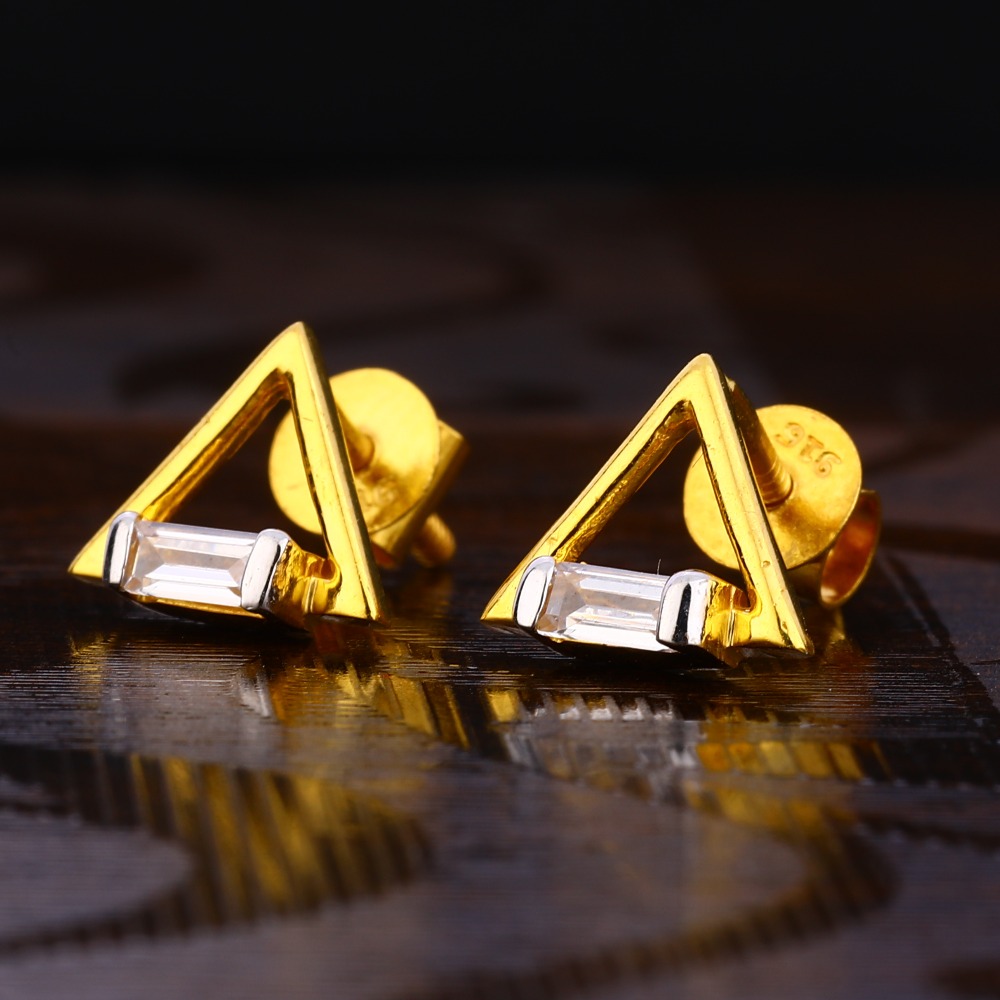 22KT Gold Women's delicate Hallmark Solitaire Earring LSE227