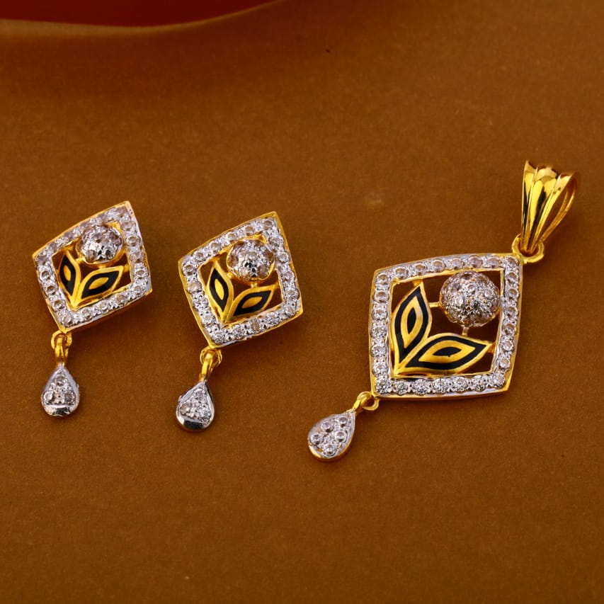 22KT Gold CZ Delicate Ladies Pendant Set FPS275
