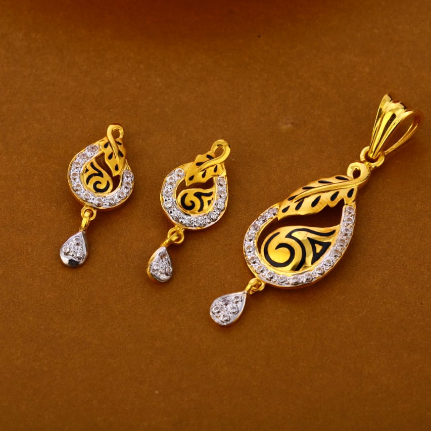 22KT Gold Hallmark Delicate Ladies Pendant Set FPS283