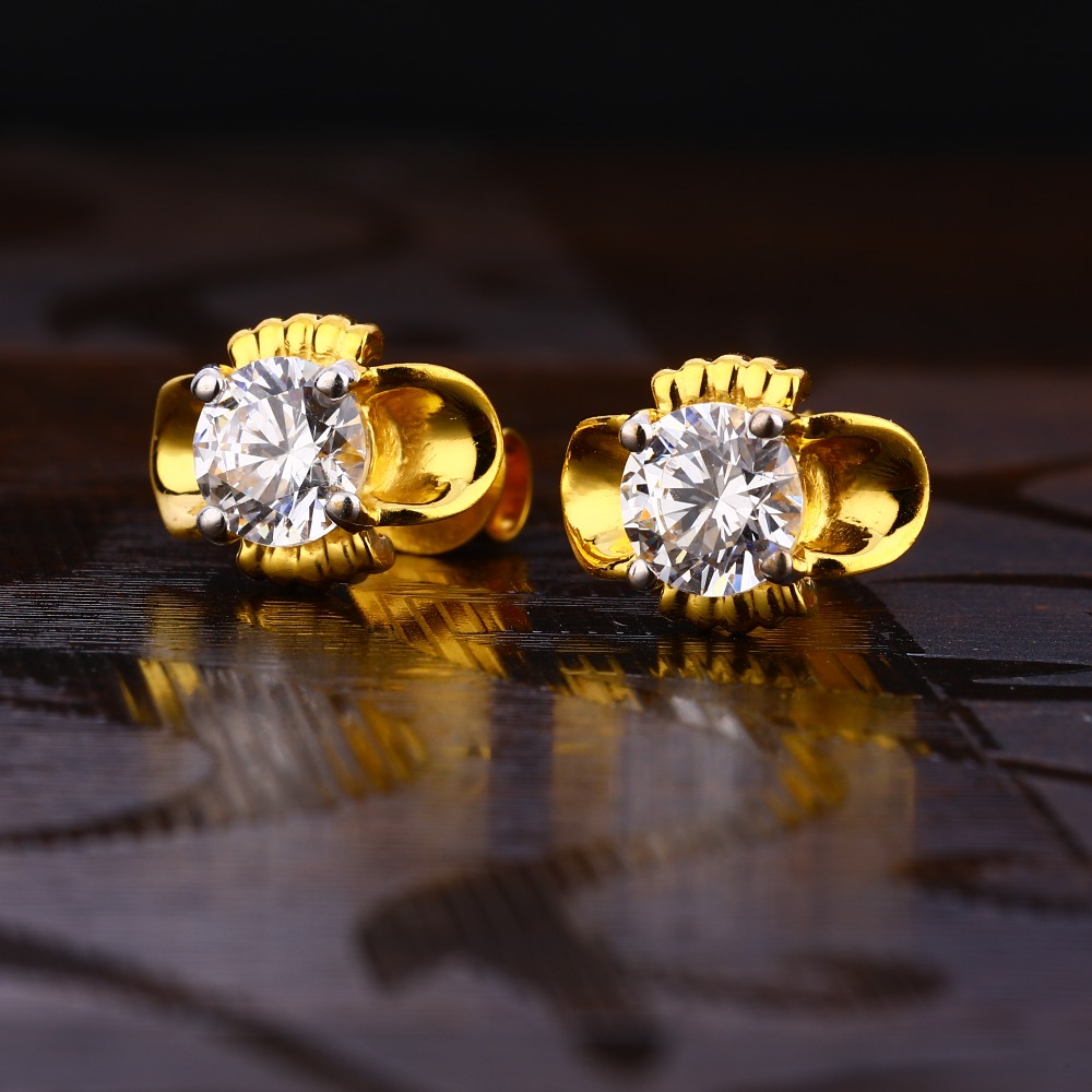 916 Gold Women's Hallmark Solitaire Earring LSE208