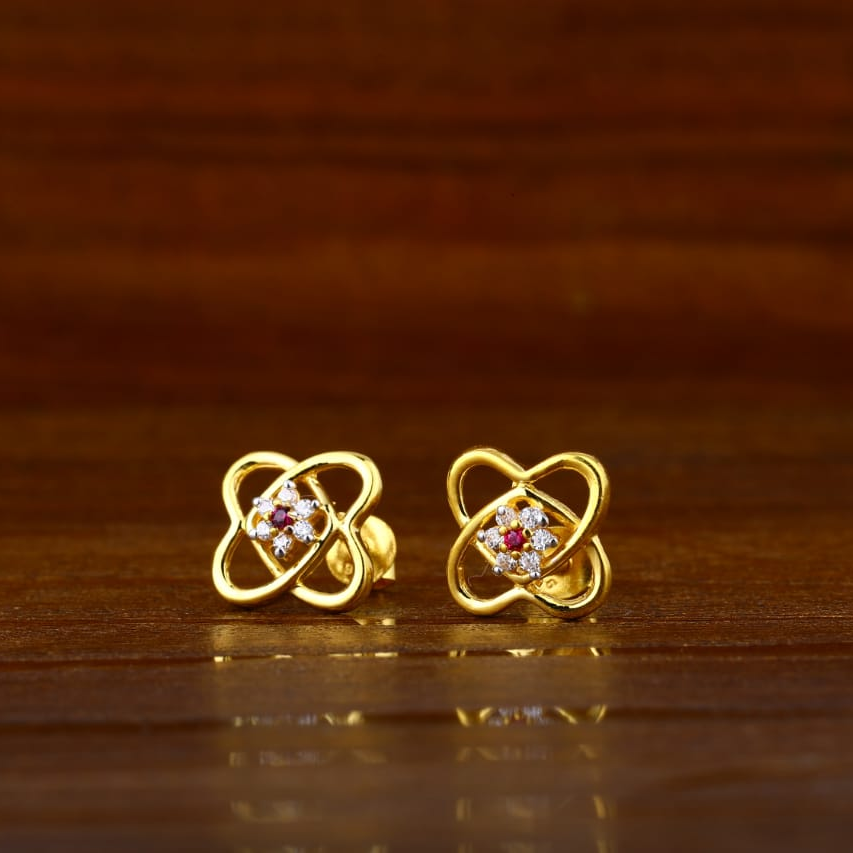 22KT Gold Hallmark Stylish Ladies Tops Earrings LTE242