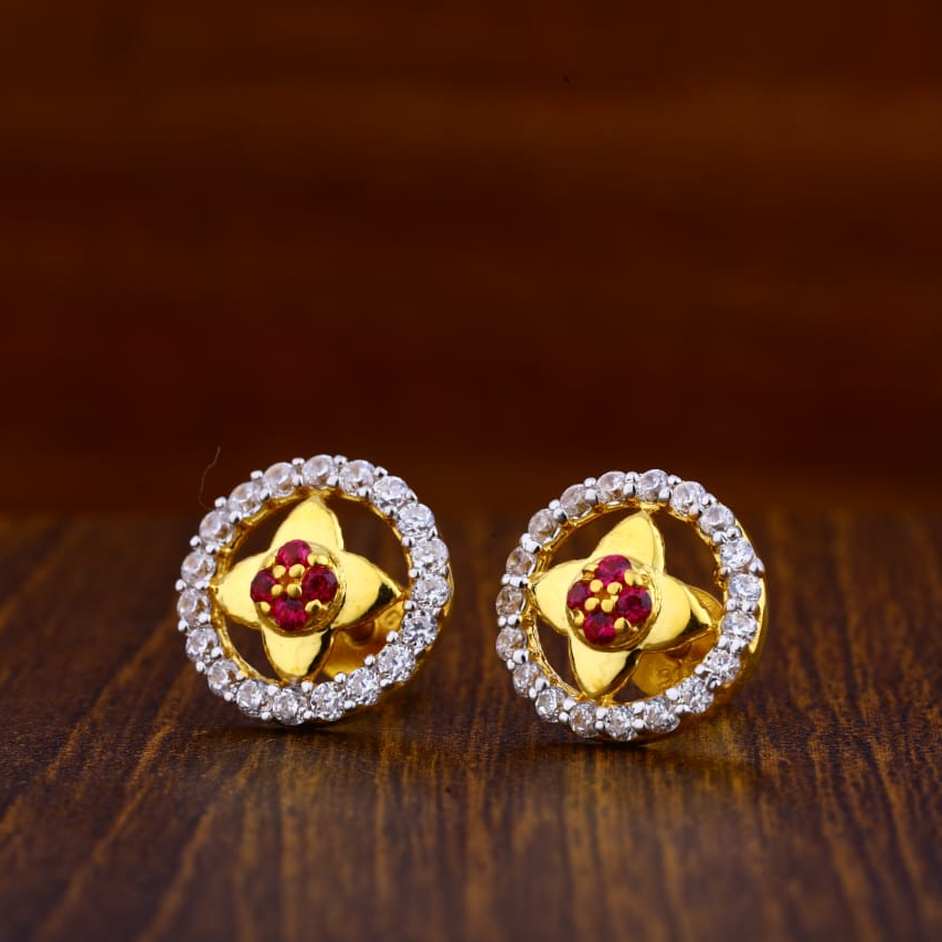 916 Gold CZ Fancy Ladies Tops Earrings LTE35