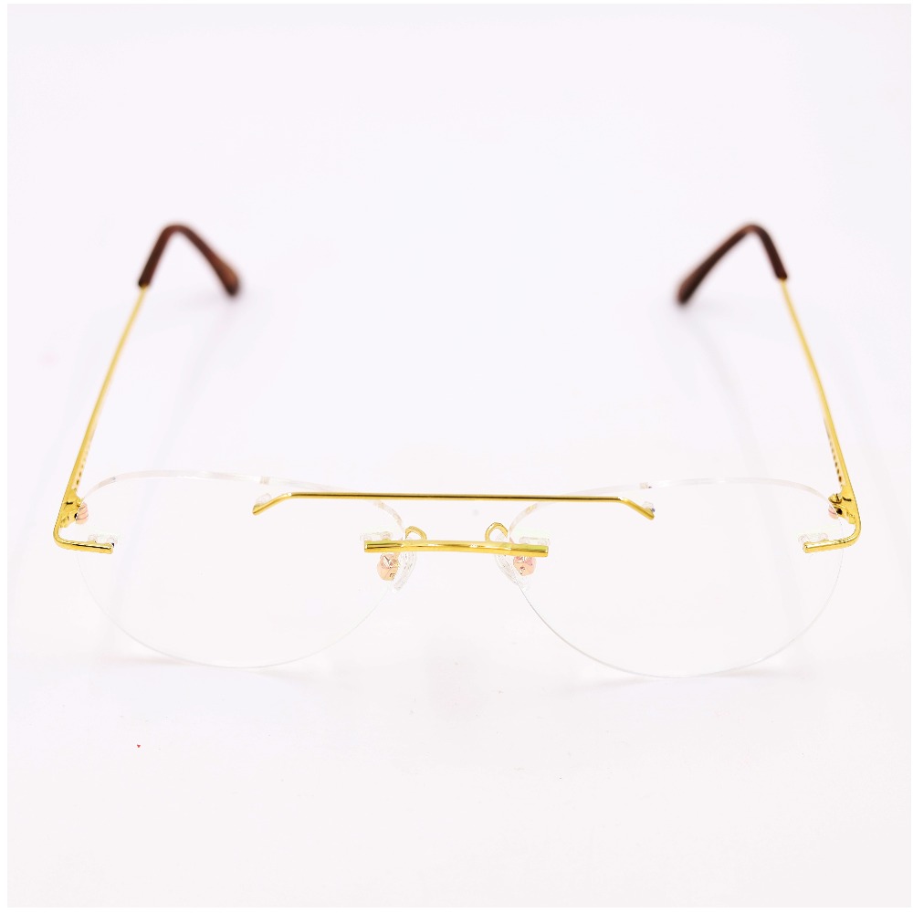 Gold 18kt rimless aviator eyeglasses