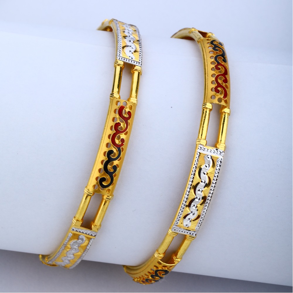 916 Gold Hallmark Double Pipe Copper Kadli