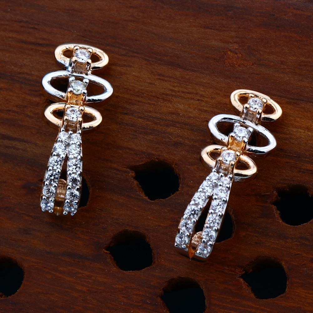 18kt CZ Rose Gold Modern Earring For Women