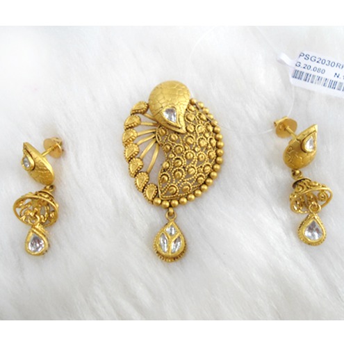 916 Gold Antique Mango Design Pendant Set RHJ-5717