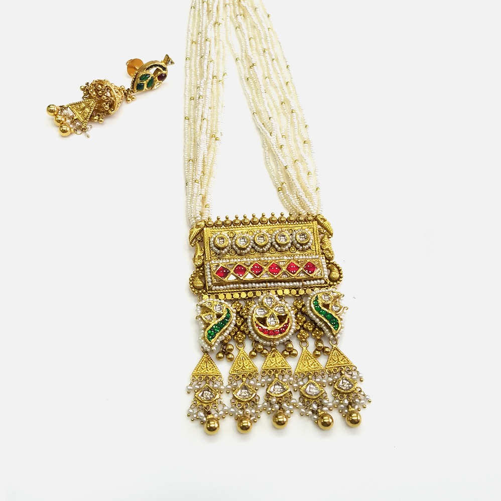 916 Gold Antique Traditional Long Necklace Set RHJ - N007
