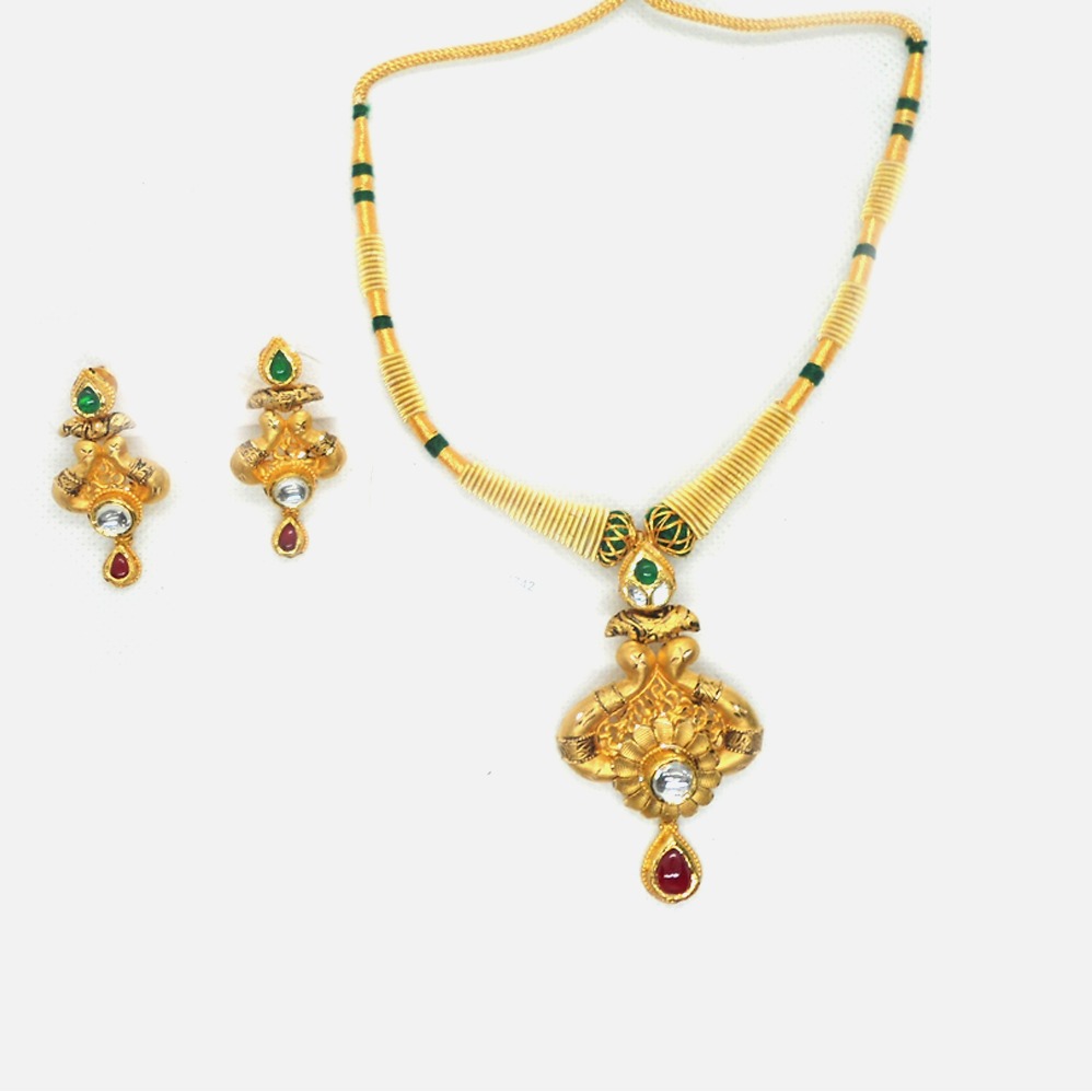 916 Gold Antique Wedding Necklace Set RHJ-4742