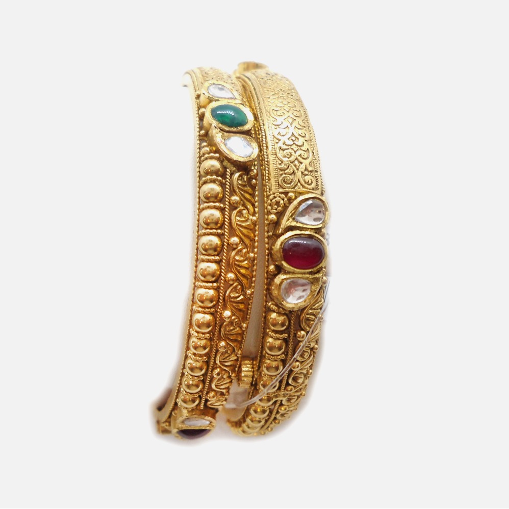 916 Gold Antique Wedding Bangles RHJ-4406