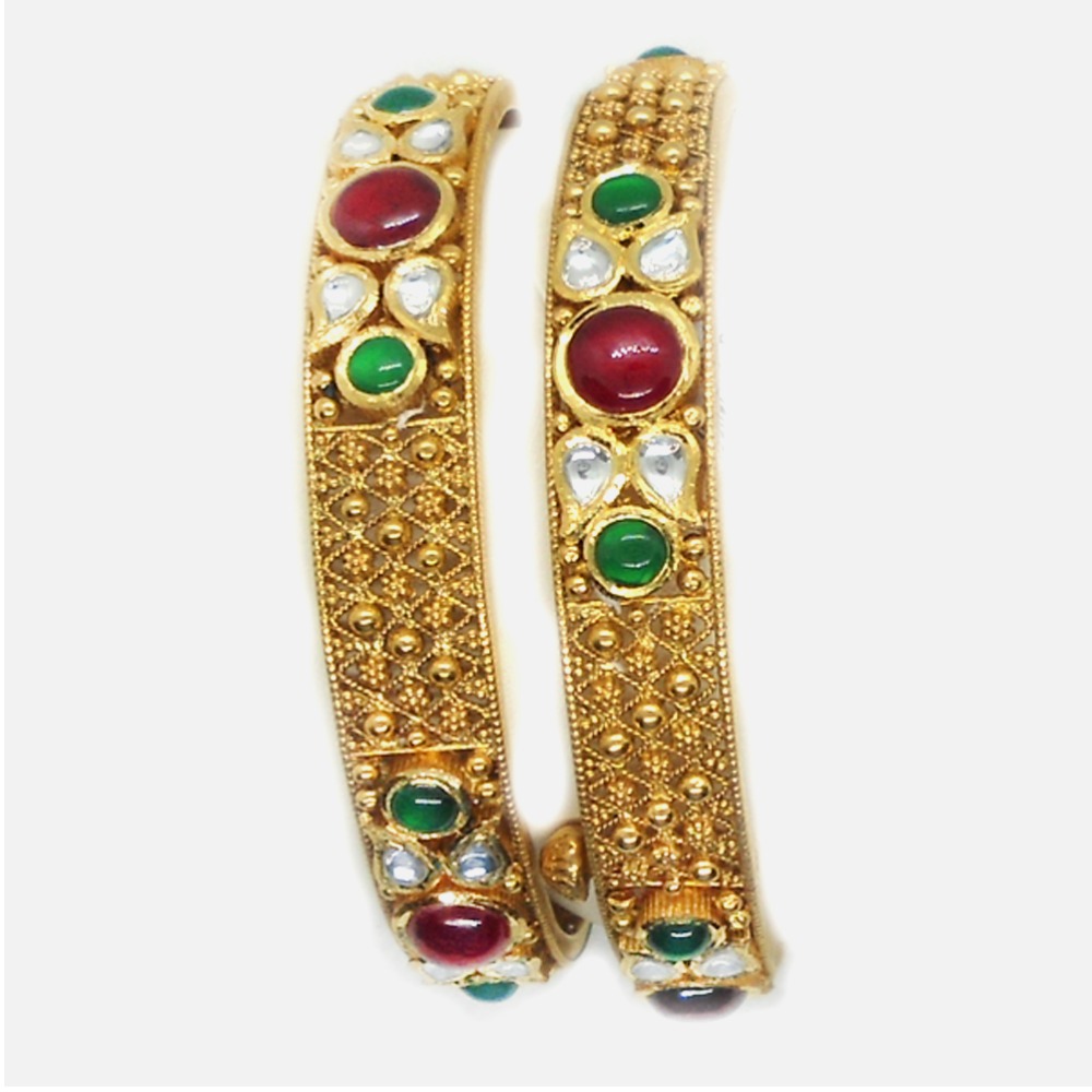 916 Gold Antique Colorstone Bangles RHJ-6016