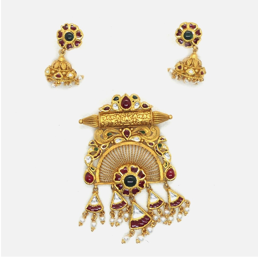 916 Gold Antique Bridal Pendant Set RHJ-6014