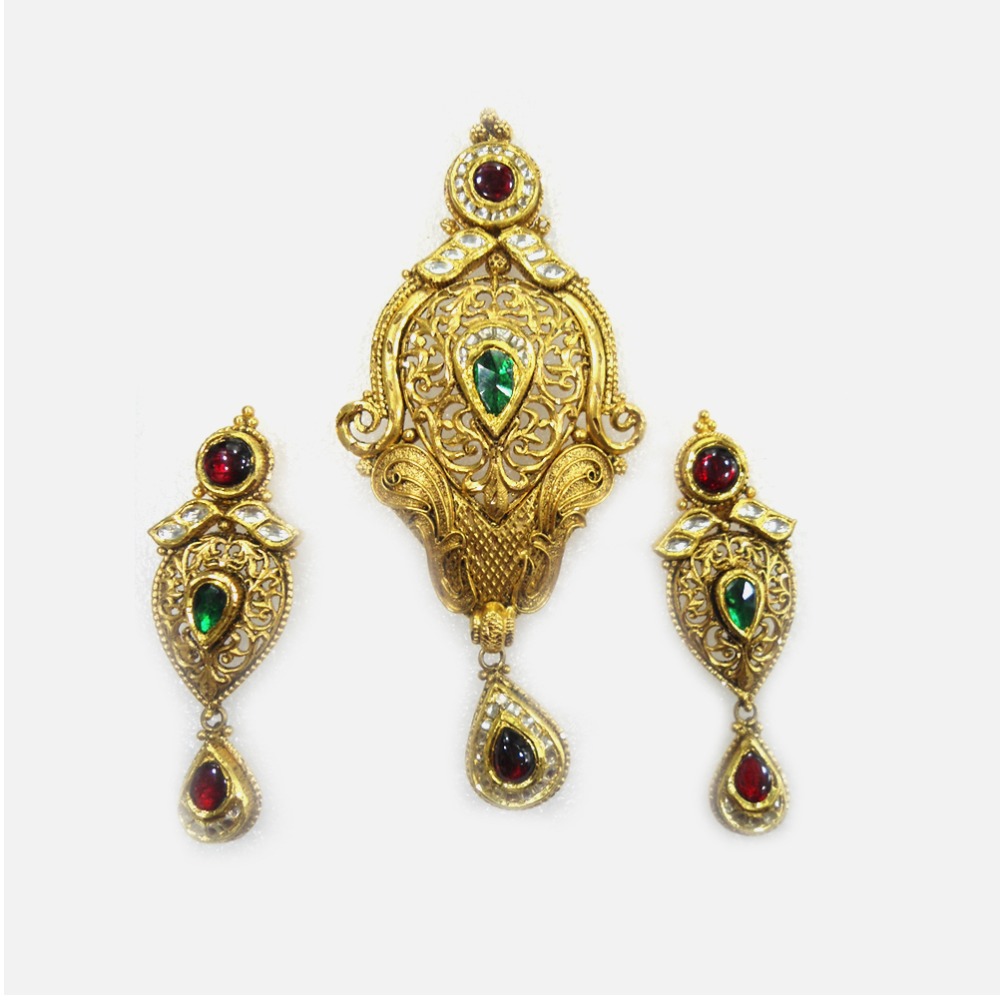 22KT Gold Antique Pendant Set RHJ-2175